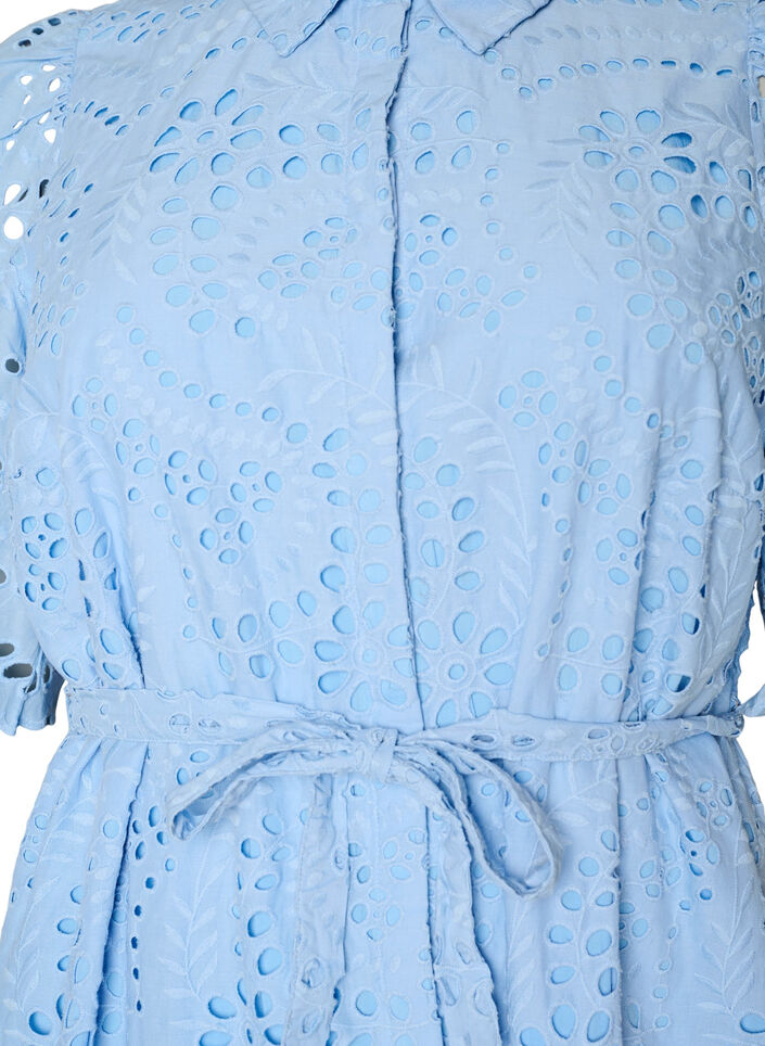 Robe chemise en broderie anglaise avec une ceinture &agrave; nouer, Bleu, Packshot image number 2