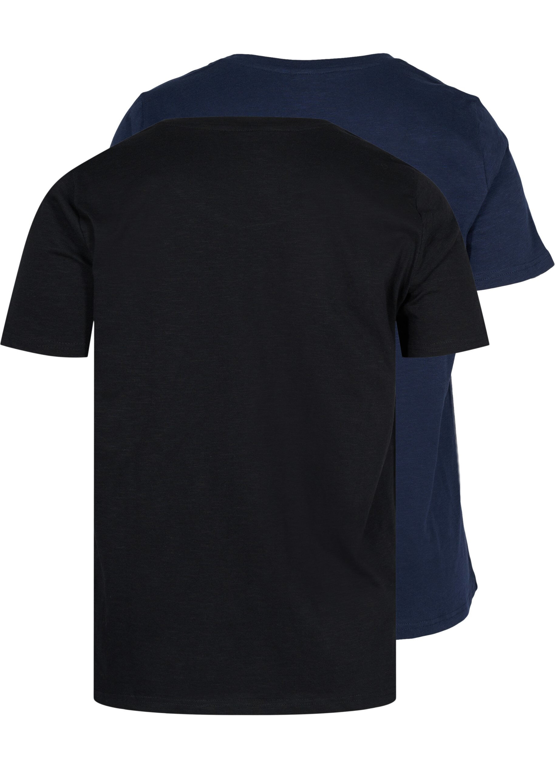 Zizzi Lot de 2 T-shirt basiques en coton, Black/Navy Blazer, Packshot image number 1