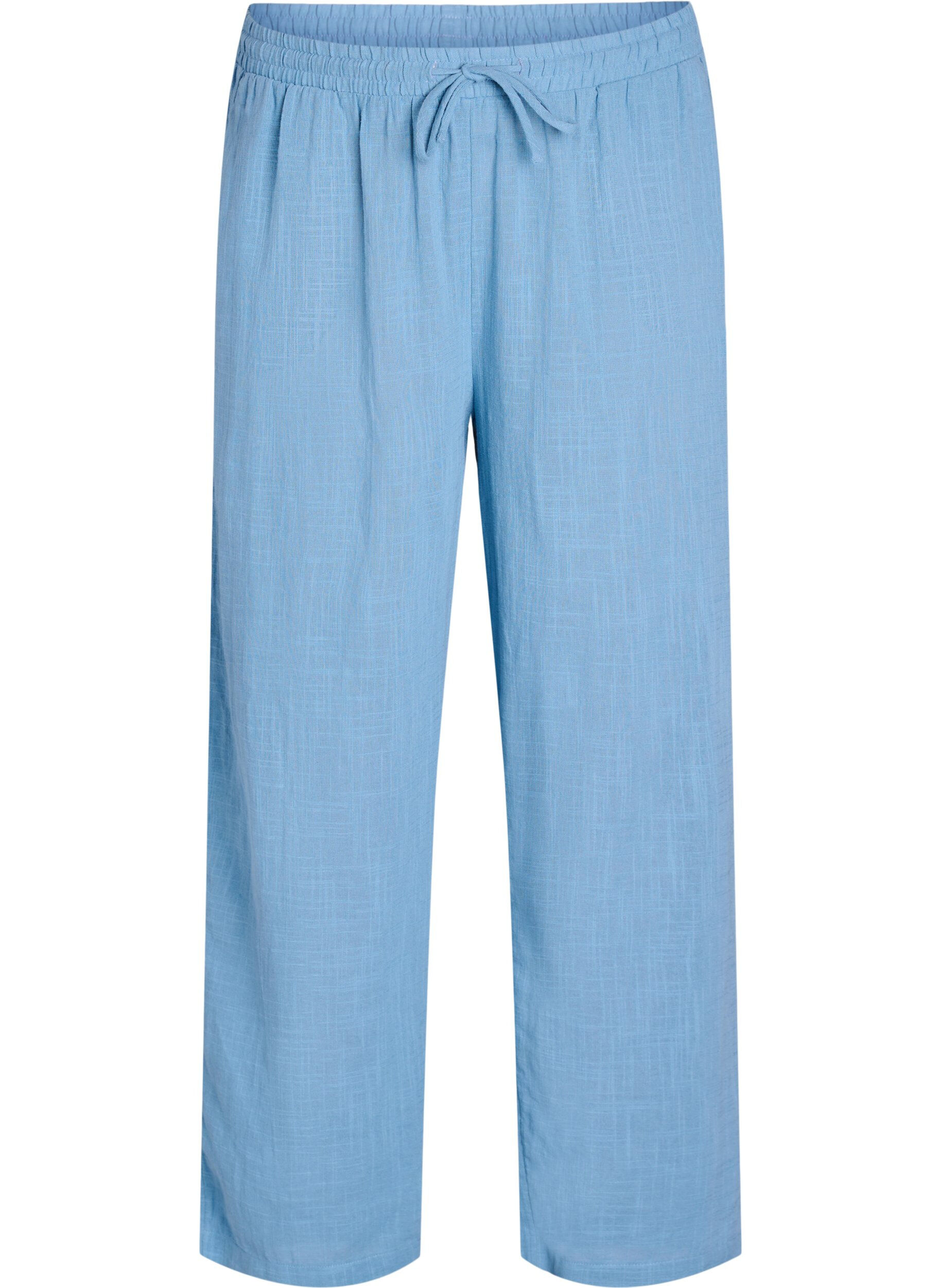 Zizzi FLASH - Gerade geschnittene Hose mit hoher Taille, Blau, Packshot image number 0