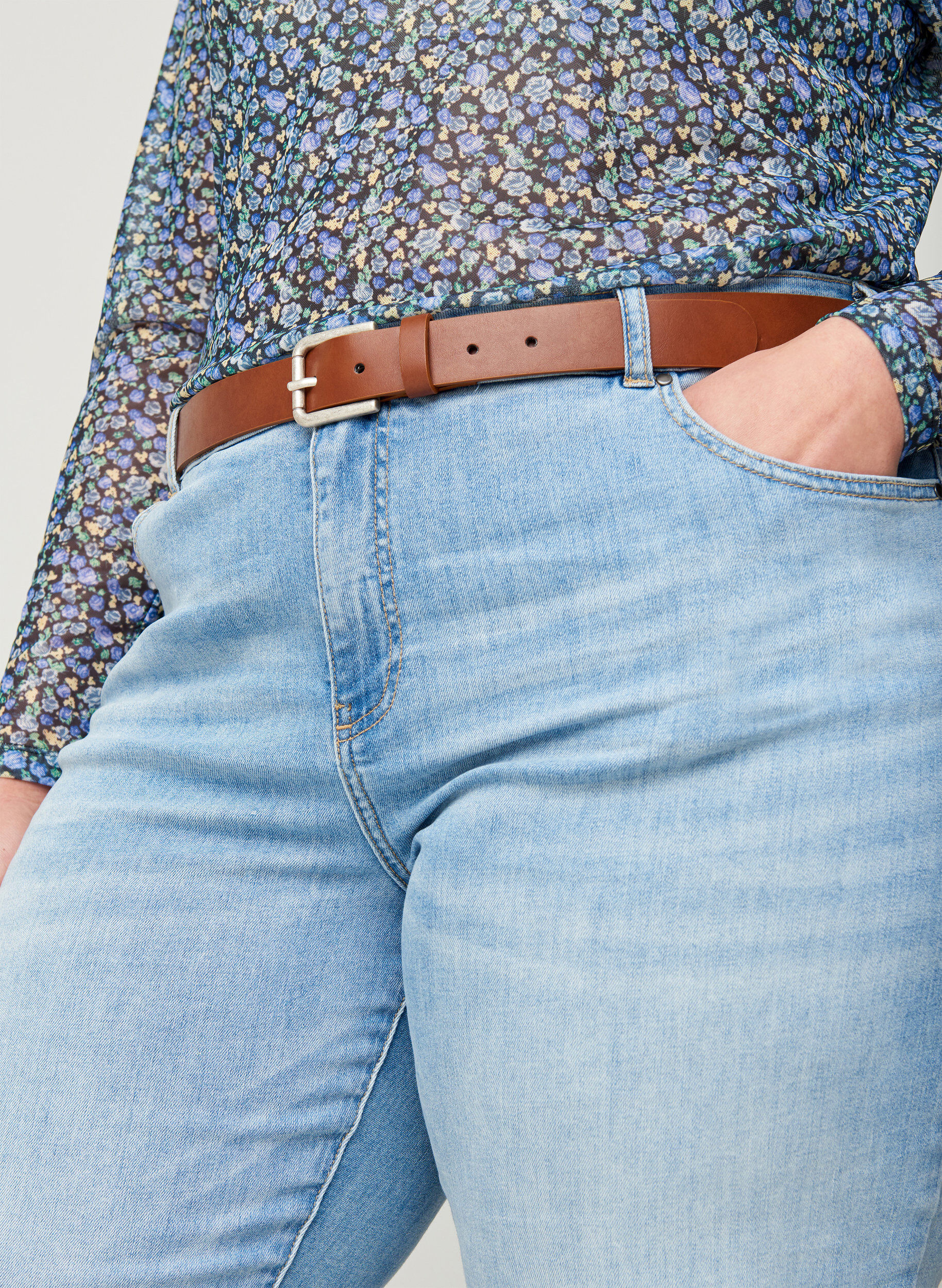 Zizzi Ceinture marron en simili cuir, Brown, Model image number 0