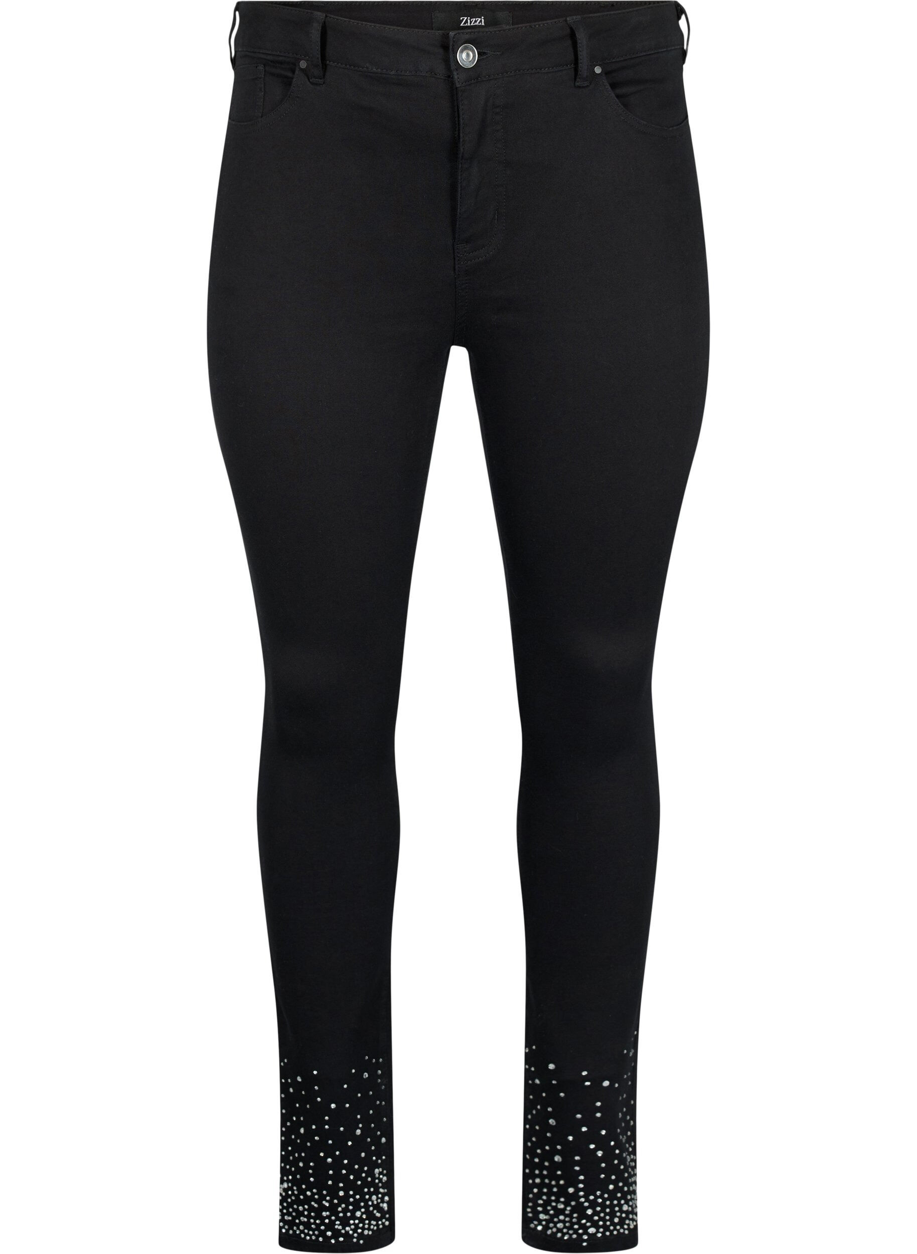 Zizzi Jean Amy taille haute avec des strass, Black, Packshot image number 0
