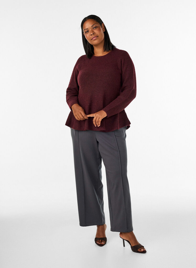 Strickbluse in A-Linie, Rot, Model image number 1