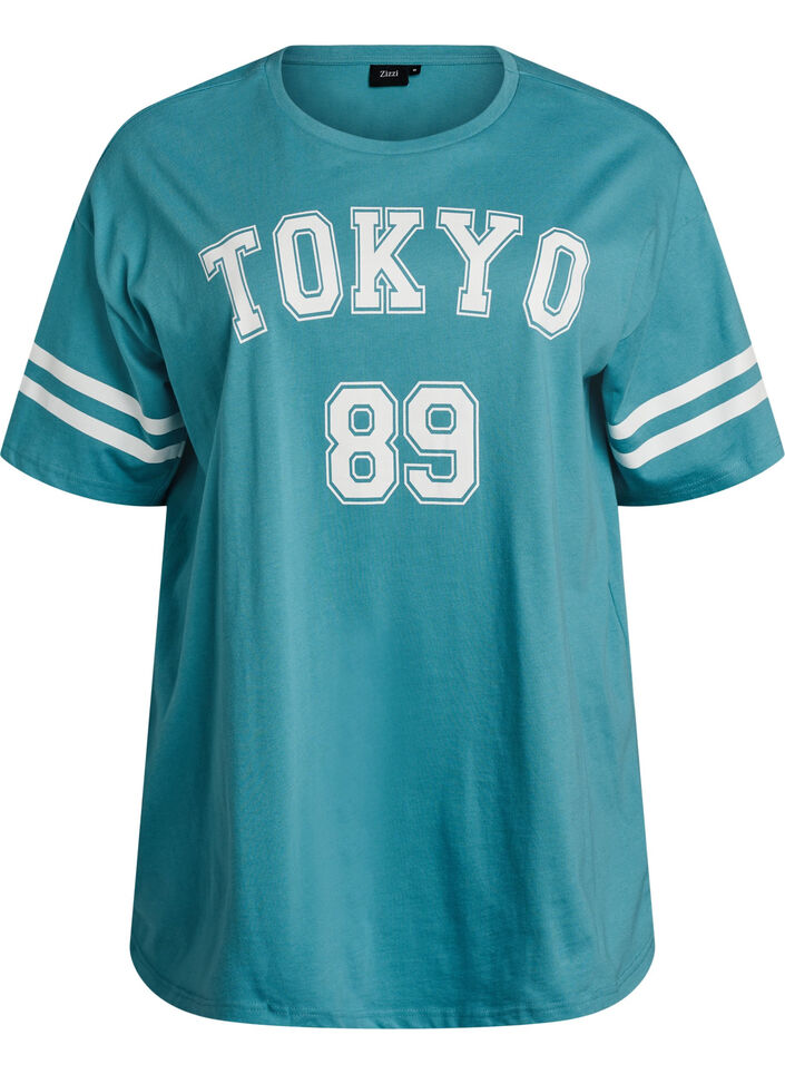 Sportliches Oversize-College-T-Shirt, Blau, Packshot image number 0