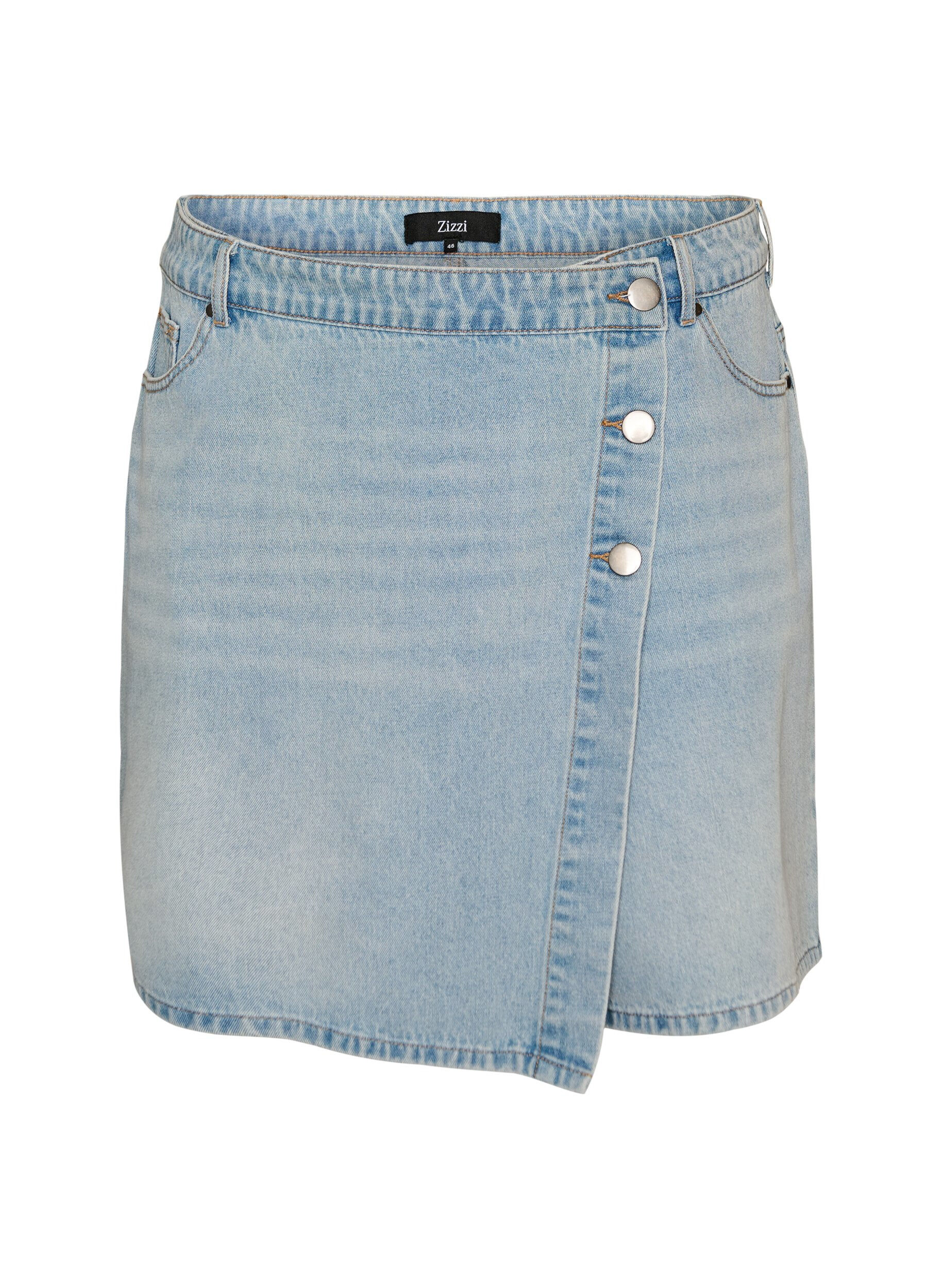 Denimskort mit Wickeloptik und hoher Taille