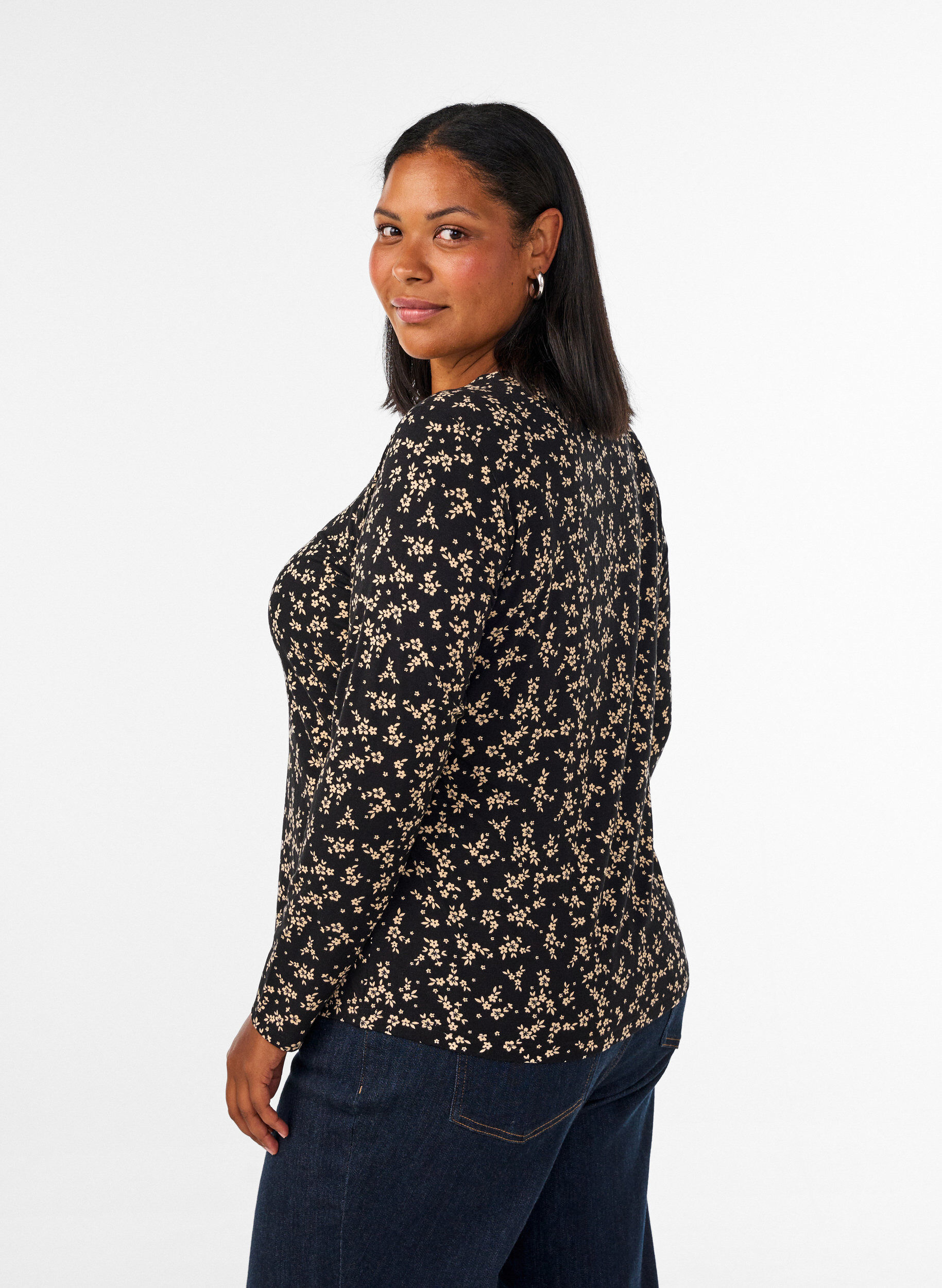 ZizziLang&auml;rmelige Bluse, Schwarz, Model image number 2