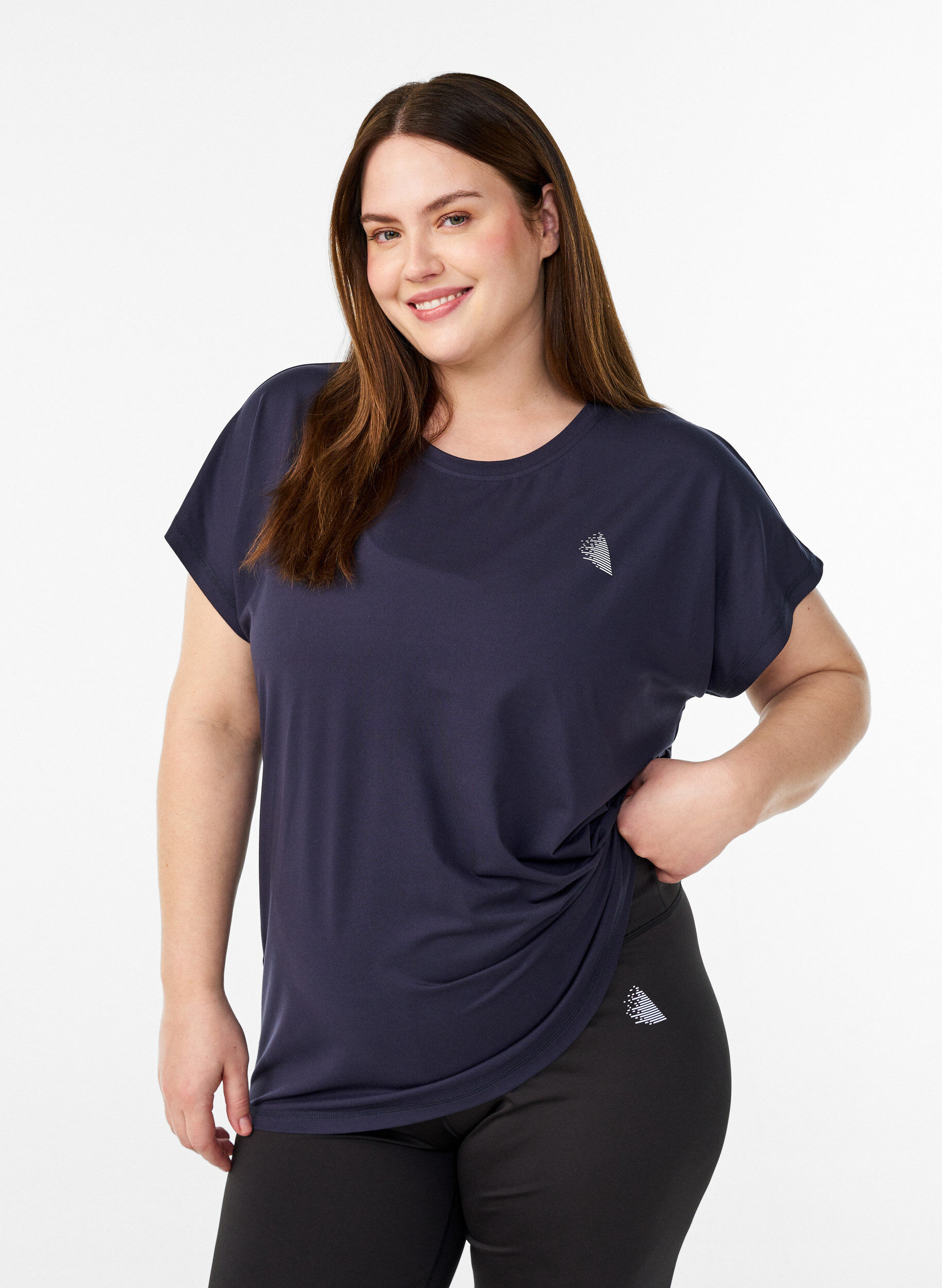 Zizzi Einfarbiges Trainings-T-Shirt, Blau, Model image number 0