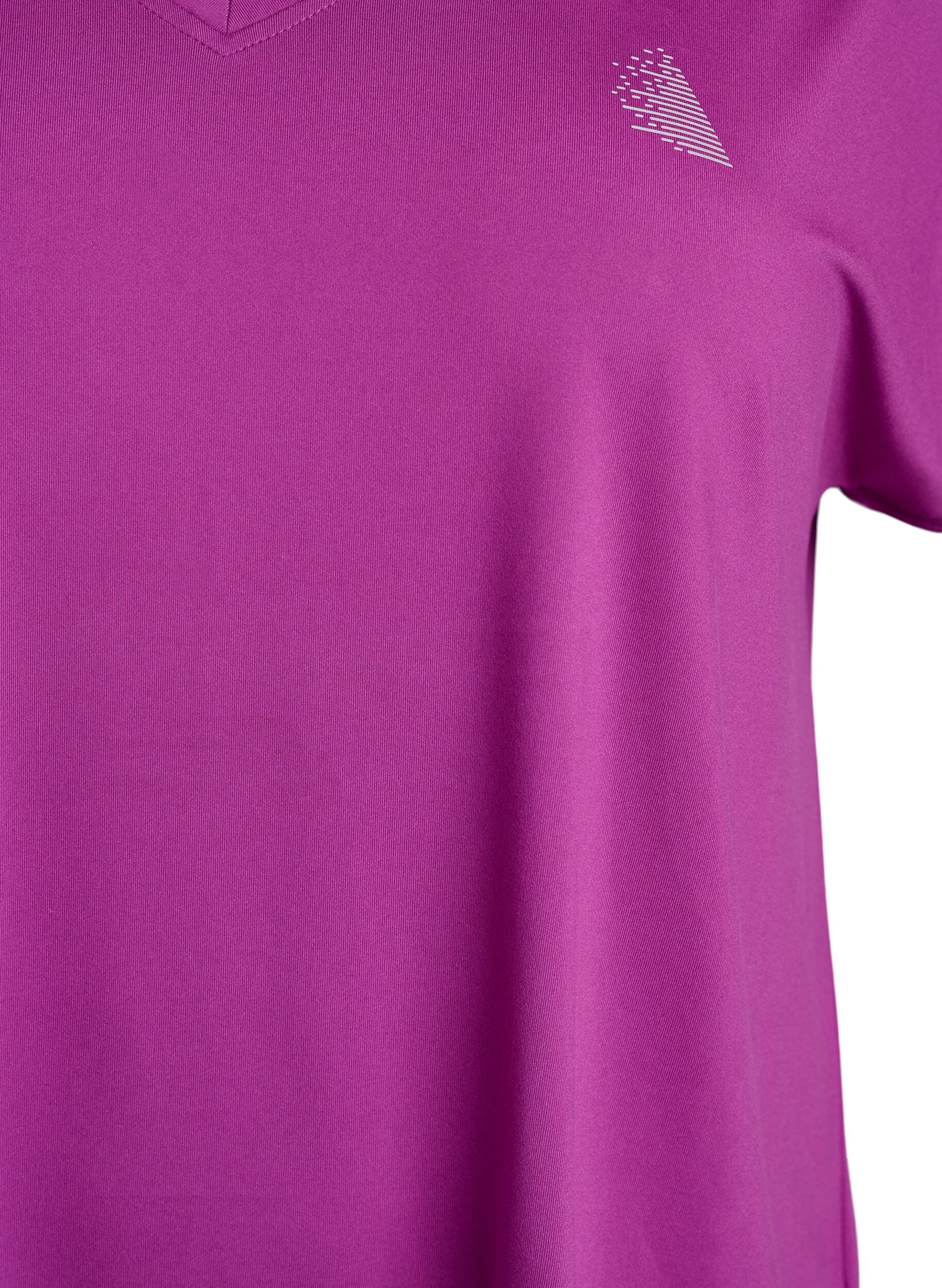 ZizziKurzarm Trainingsshirt mit V-Ausschnitt, Lila, Packshot image number 2
