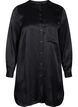 Longue chemise brillante avec fente, Black, Packshot image number 0