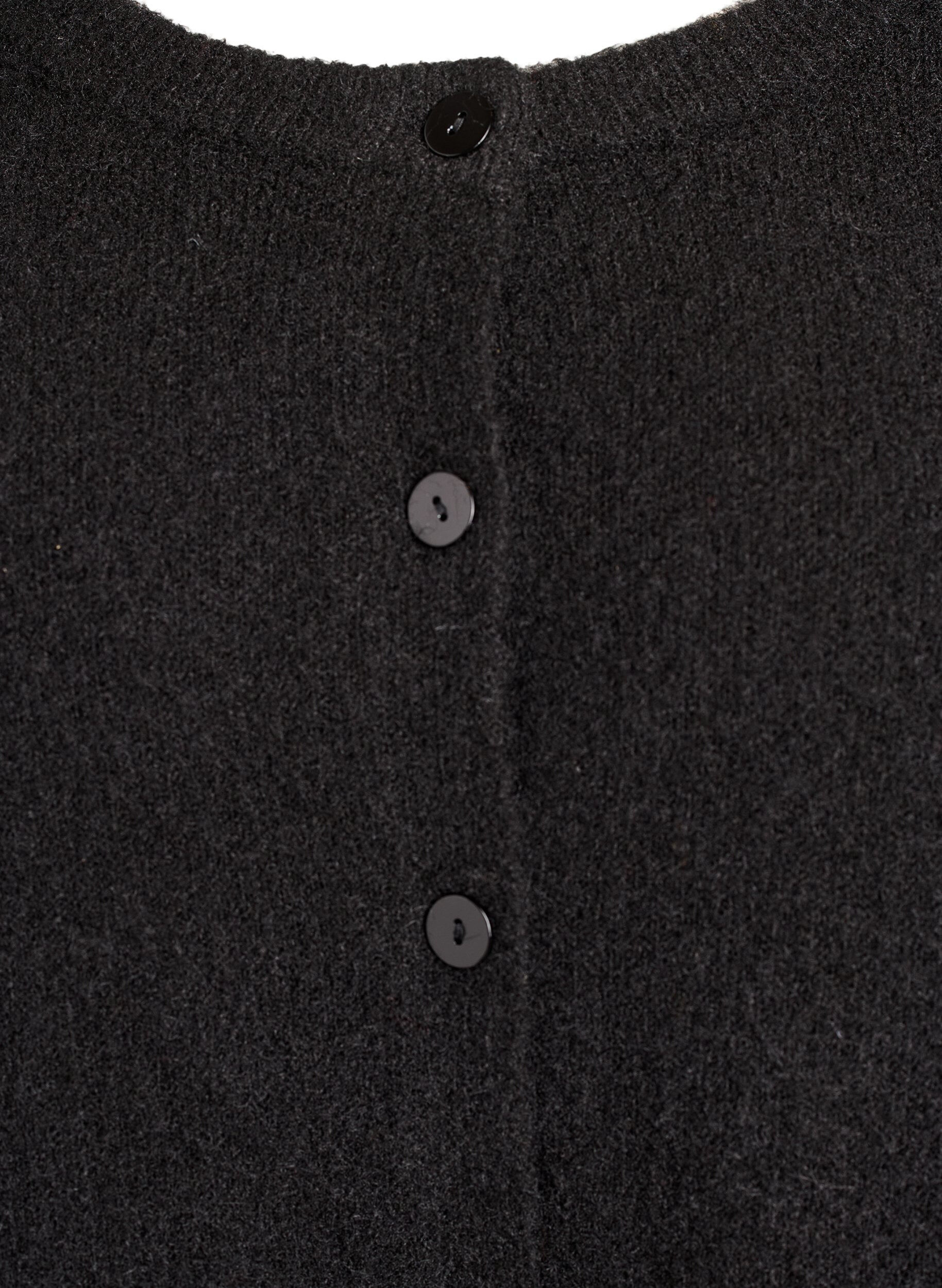 Zizzi Cardigan tricot&eacute; avec laine et boutons, Noir, Packshot image number 2