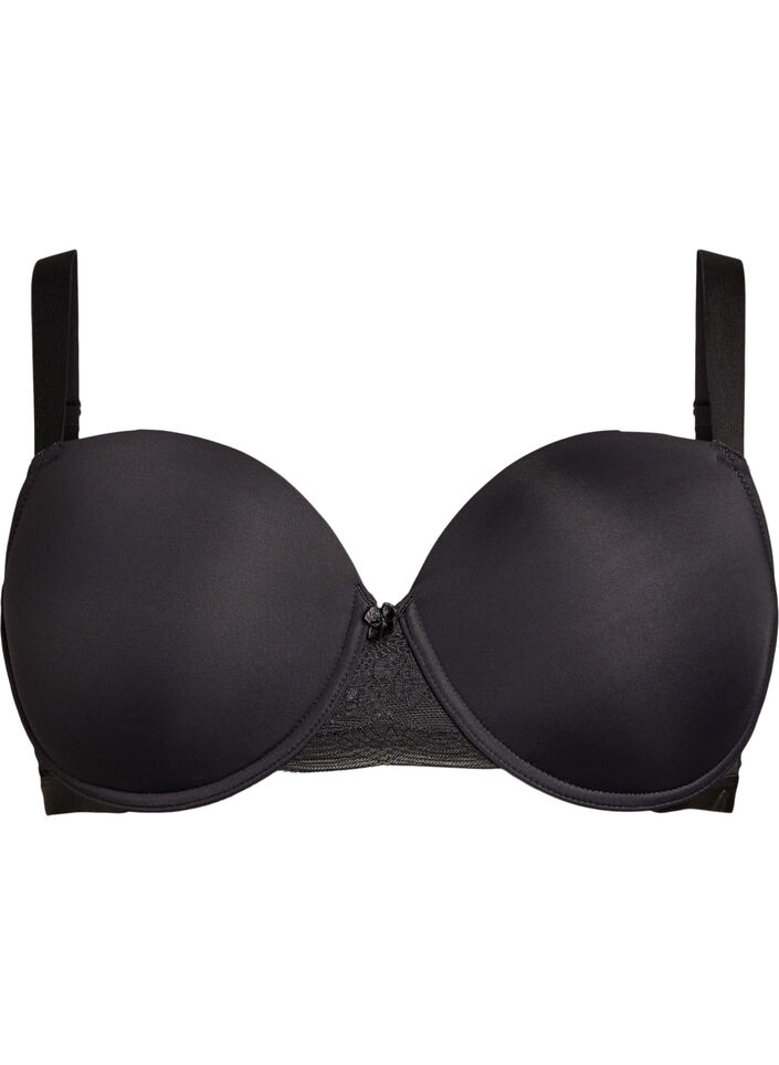 Soutien-gorge T-shirt moul&eacute; avec bonnets lisses, Noir, Packshot image number 0