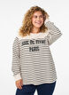 Sweatshirt mit Streifen und Textaufdruck, Beige, Model image number 0