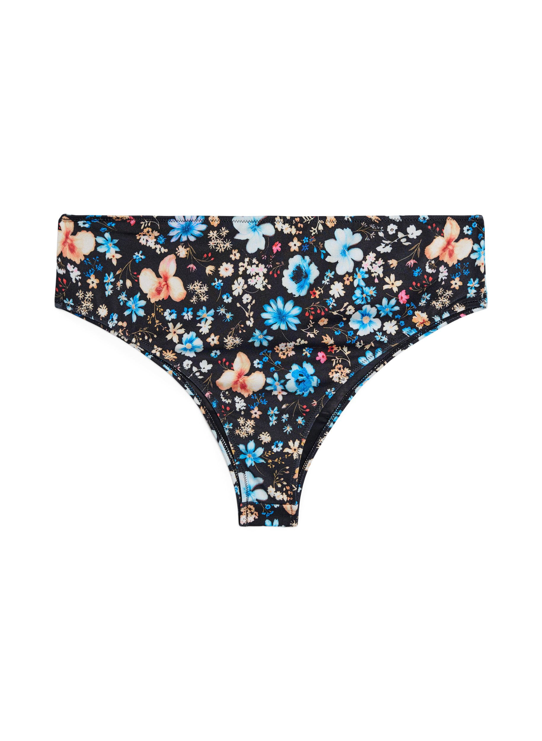 Zizzi Culotte de bikini br&eacute;silienne &agrave; imprim&eacute; floral, Bleu, Packshot image number 1
