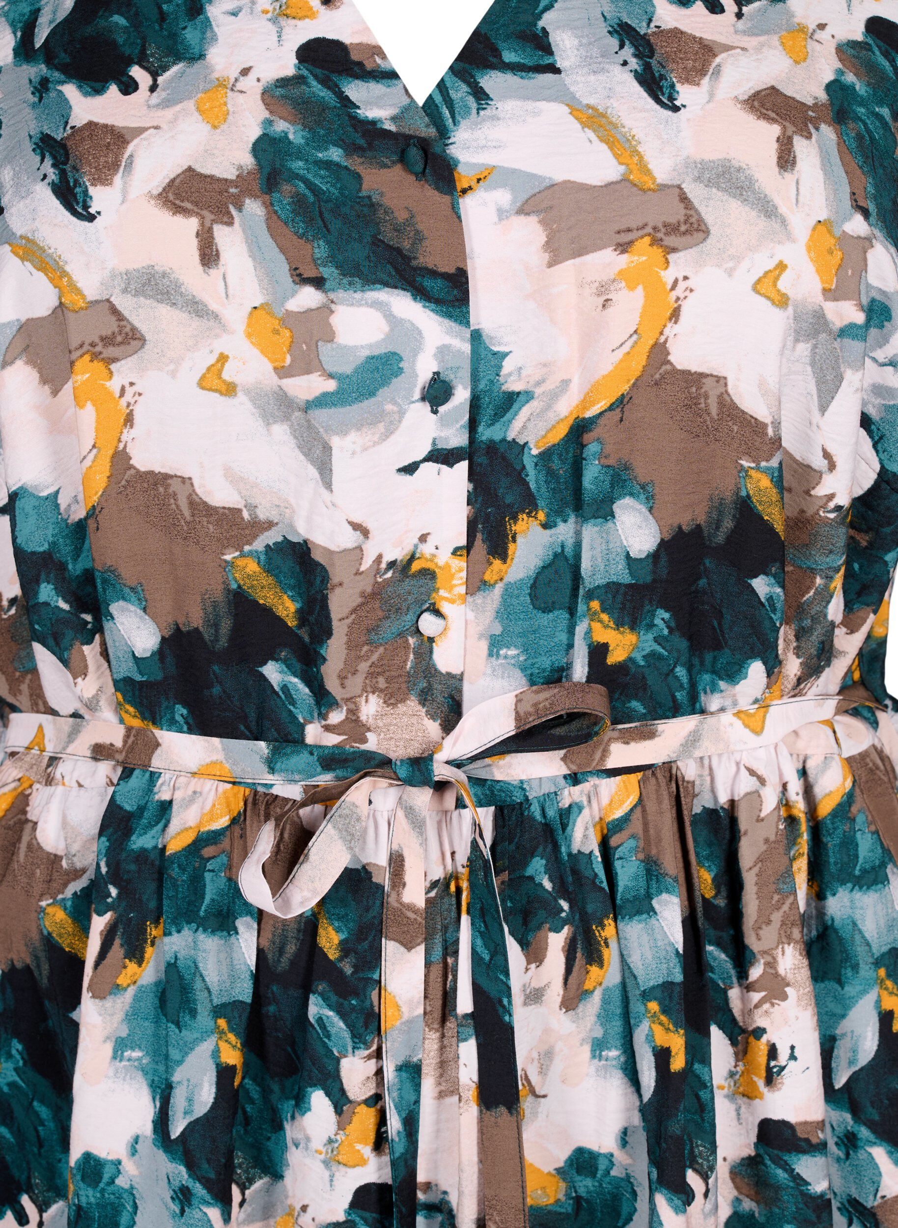Zizzi Robe en viscose imprim&eacute;e avec cordon de serrage, Duck Gr. Forest AOP, Packshot image number 2