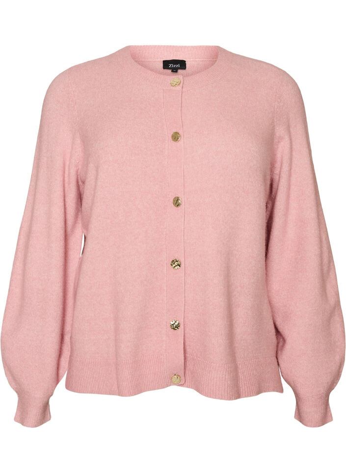 Strickjacke aus weichem Strick mit goldfarbenen Kn&ouml;pfen, Rot, Packshot image number 0