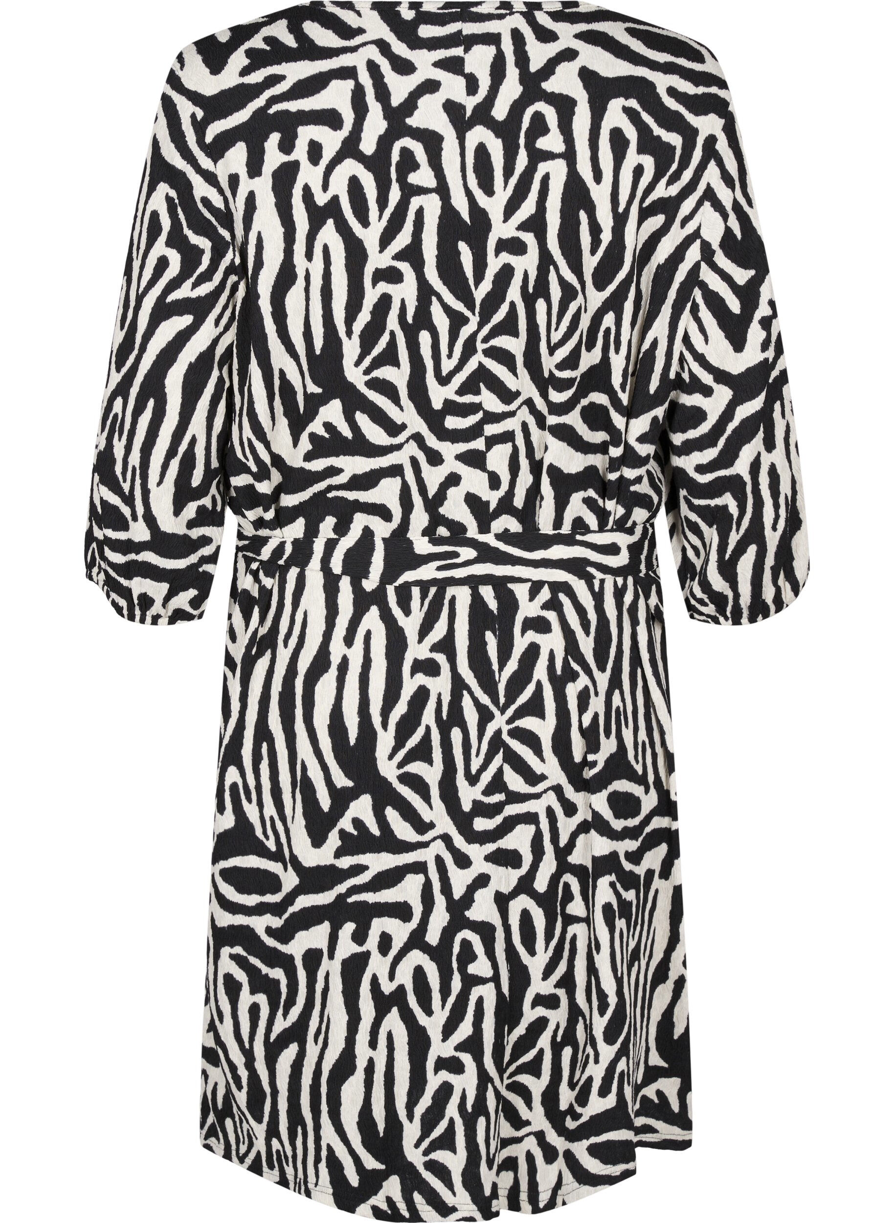 Zizzi Kleid mit 3/4-&Auml;rmeln und Zebraprint, Schwarz, Packshot image number 1