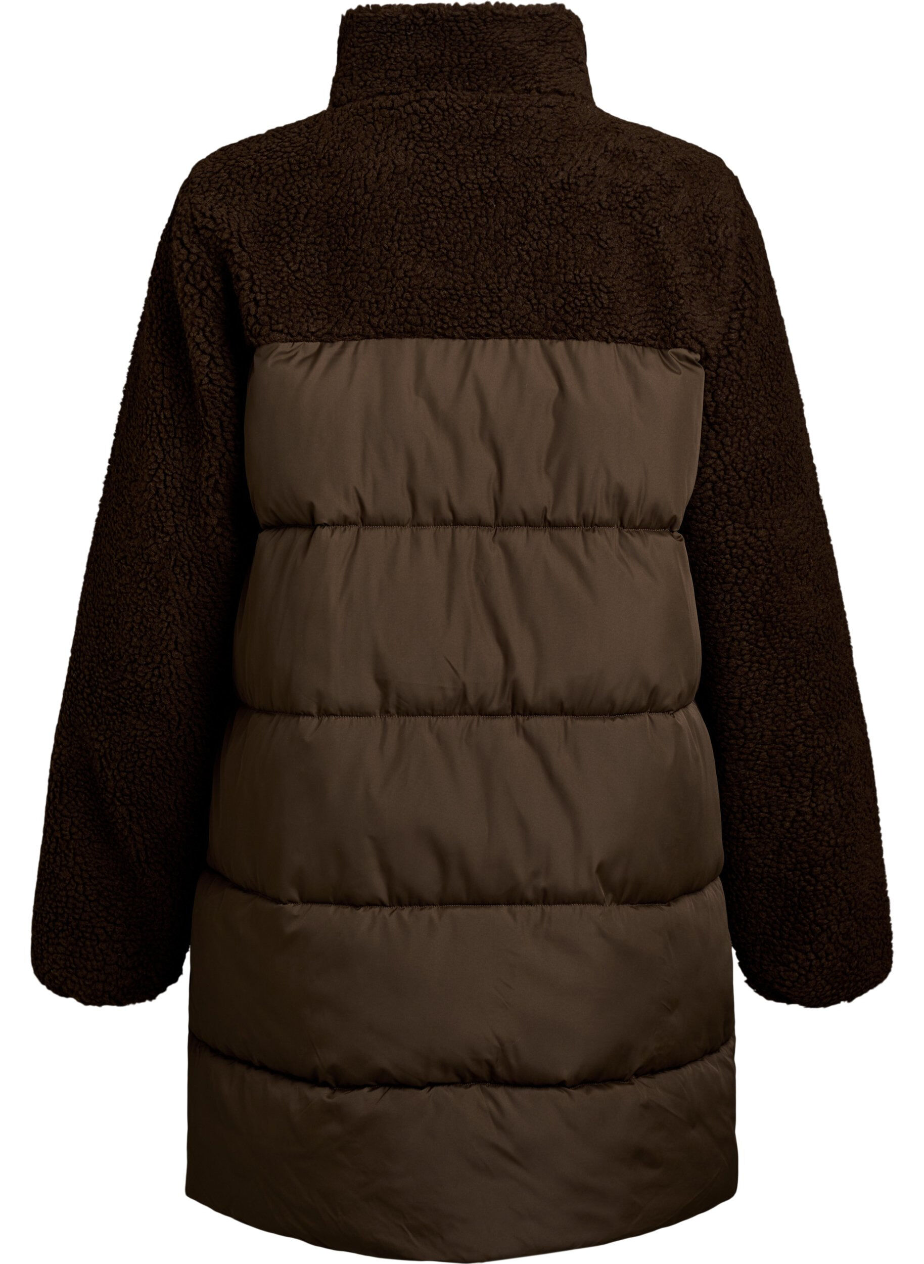 ZizziDoudoune mi-longue avec polaire teddy, Marron, Packshot image number 1