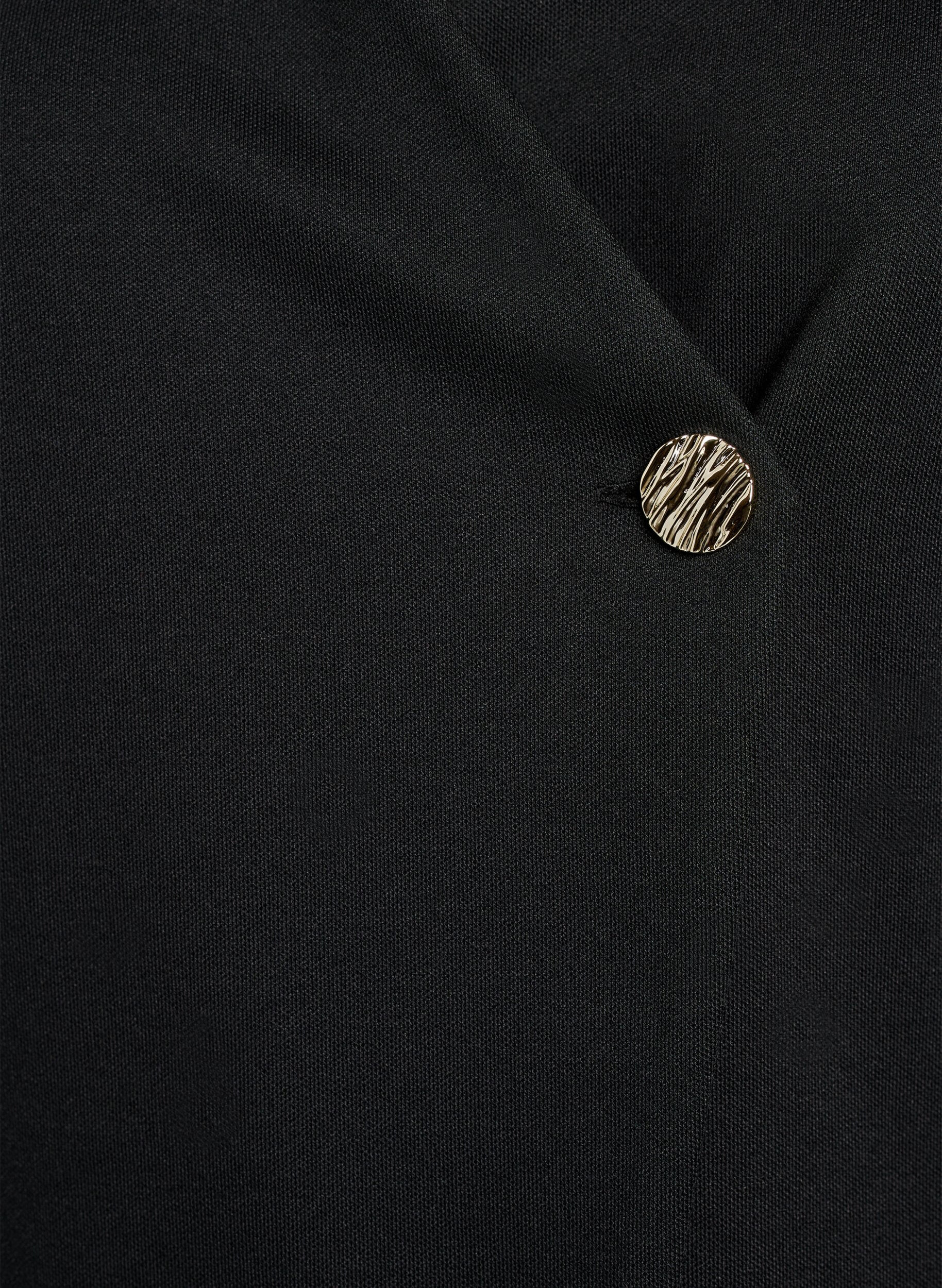 Zizzi Bluse mit asymmetrischer Wickeloptik und kurzen &Auml;rmeln, Schwarz, Packshot image number 2