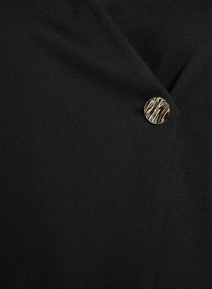 Blouse à effet cache-cœur asymétrique avec manches courtes, Noir, Packshot image number 2