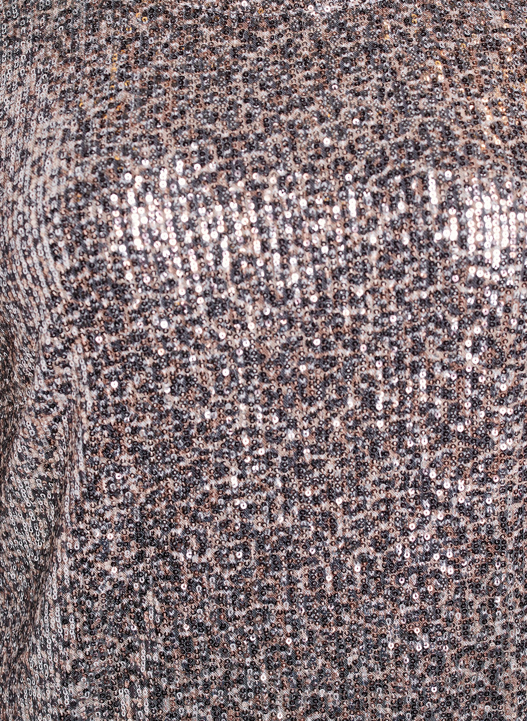 Zizzi Kurzes Paillettenkleid mit langen &Auml;rmeln, Braun, Packshot image number 2