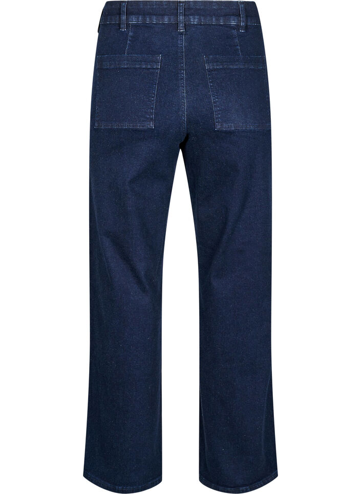 Jeans mit hoher Taille und weitem Bein, Blau, Packshot image number 1