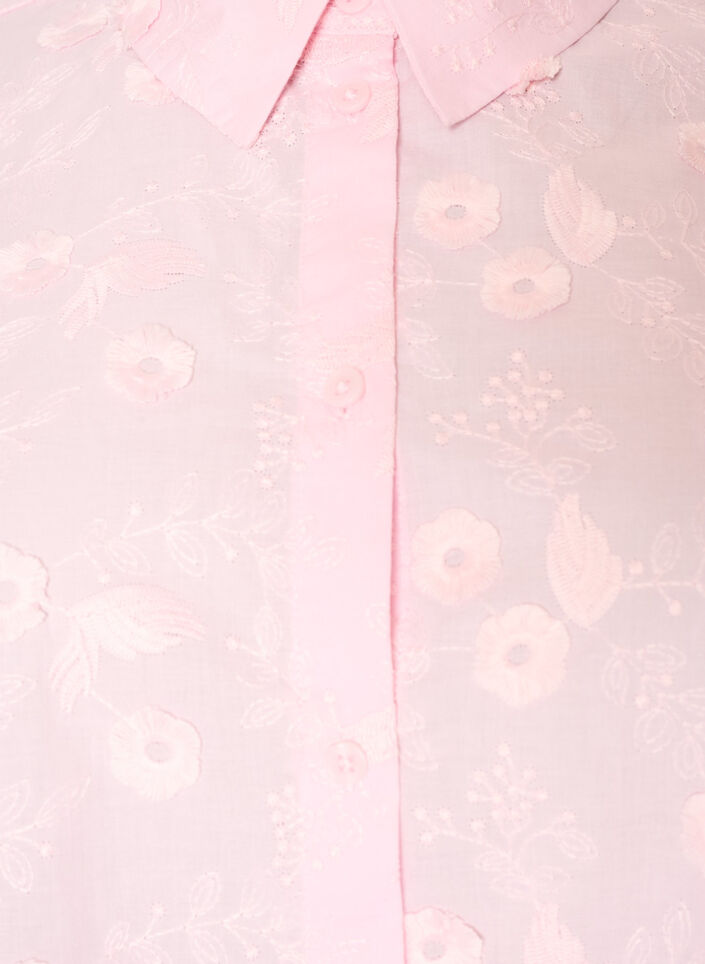 Hemd mit floraler Stickerei und weiten &Auml;rmeln, Pink, Packshot image number 2