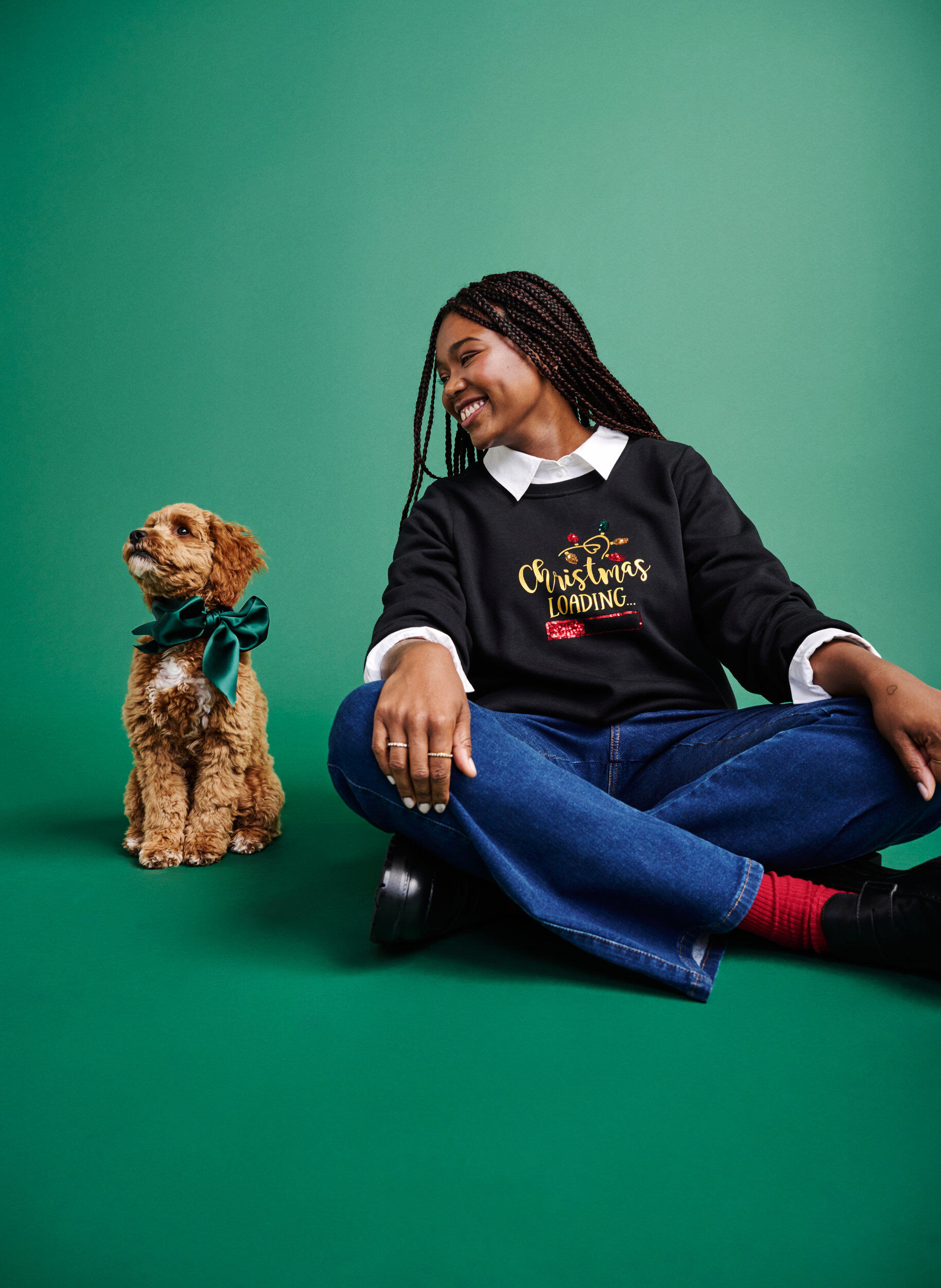 Zizzi Sweatshirt de No&euml;l, Black LOADING, Image image number 0