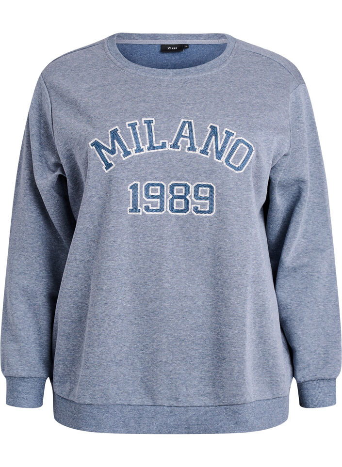 Sweatshirt mit aufgesticktem Mailand-Motiv, Grau, Packshot image number 0