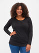 Top basique uni en coton, Solid Black, Model image number 0