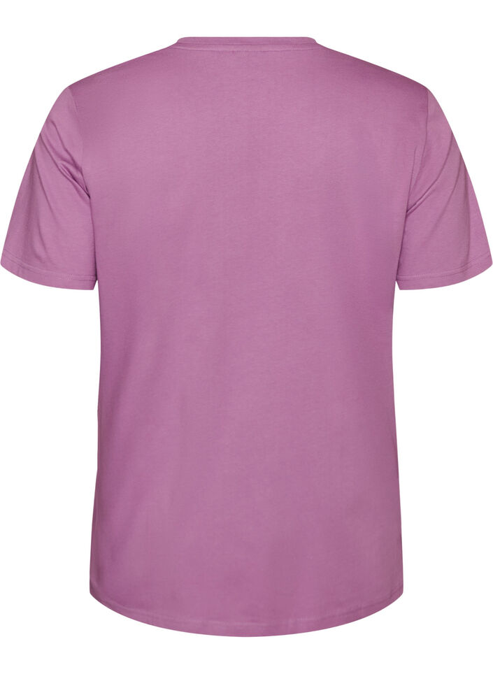 T-Shirt aus Bio-Baumwolle mit Lochstickerei, Lila, Packshot image number 1