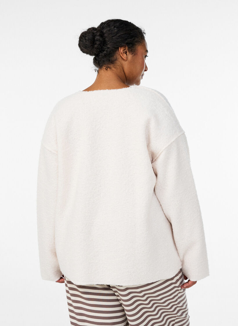 Cardigan ample avec poches, Vanille, Model image number 2