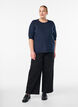 Blouse en fine maille &agrave; manches courtes, Bleu, Model image number 1