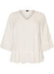 Bluse mit Struktur, V-Ausschnitt und R&uuml;schen, Vanille, Packshot image number 0