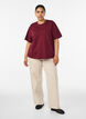 T-shirt coupe boxy en coton, Bordeaux, Model image number 1