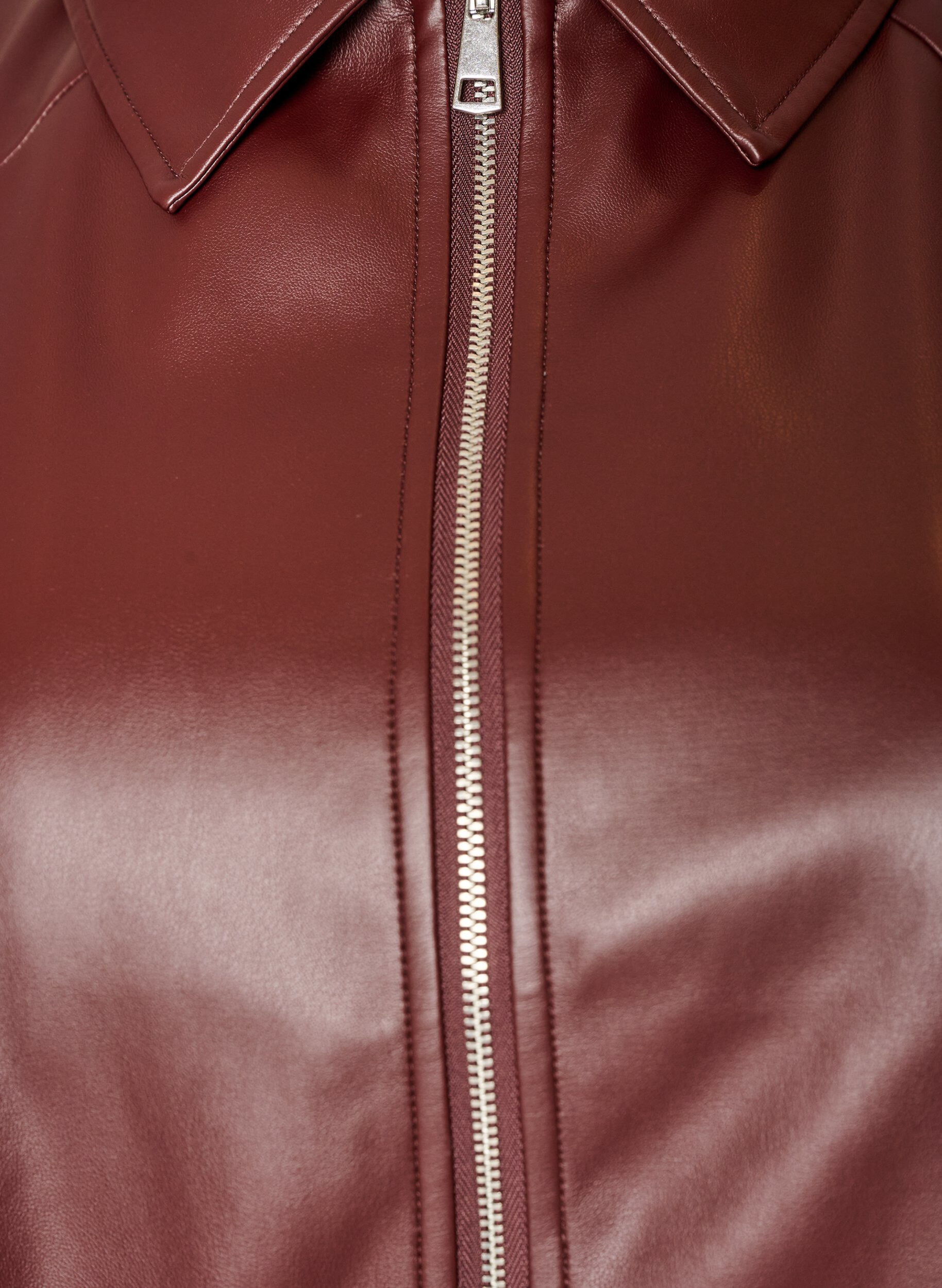 ZizziBomberjacke aus Kunstleder mit Tunnelzug am Saum, Braun, Packshot image number 2