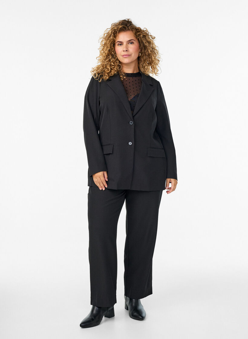 FLASH - Blazer avec poches et fentes, Noir, Model image number 1