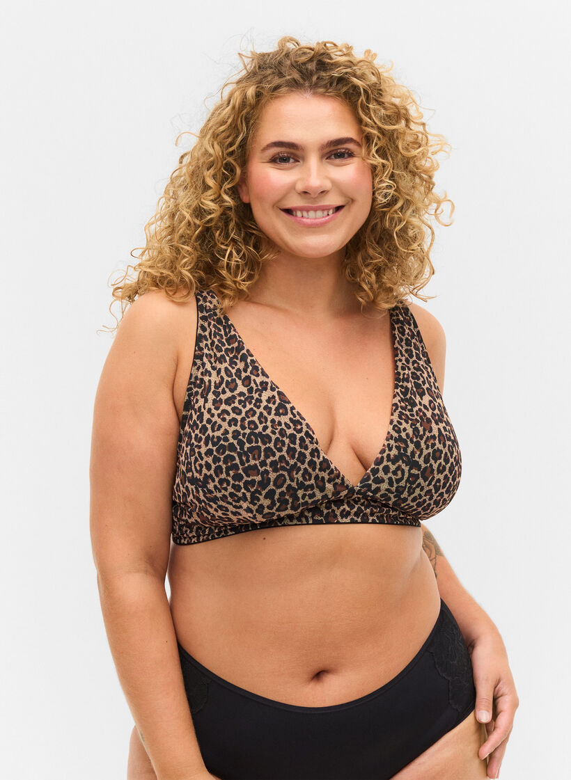 BH mit herausnehmbaren Pads, Black Leo AOP, Model image number 0