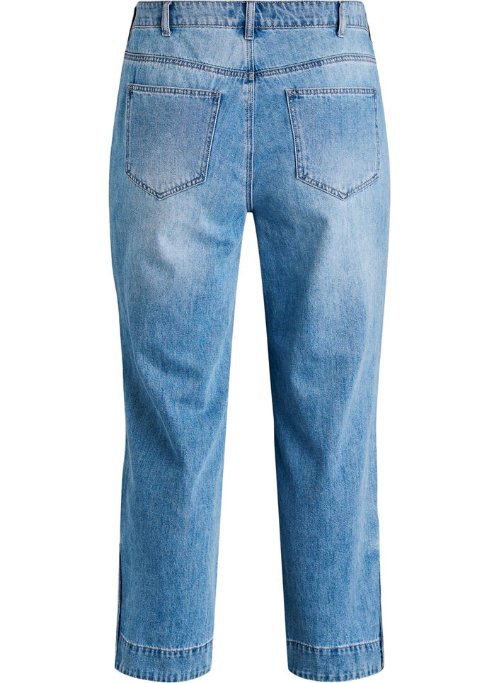Jean cropped Kiana &agrave; coupe droite avec d&eacute;tails boutonn&eacute;s, Bleu Clair, Packshot image number 1