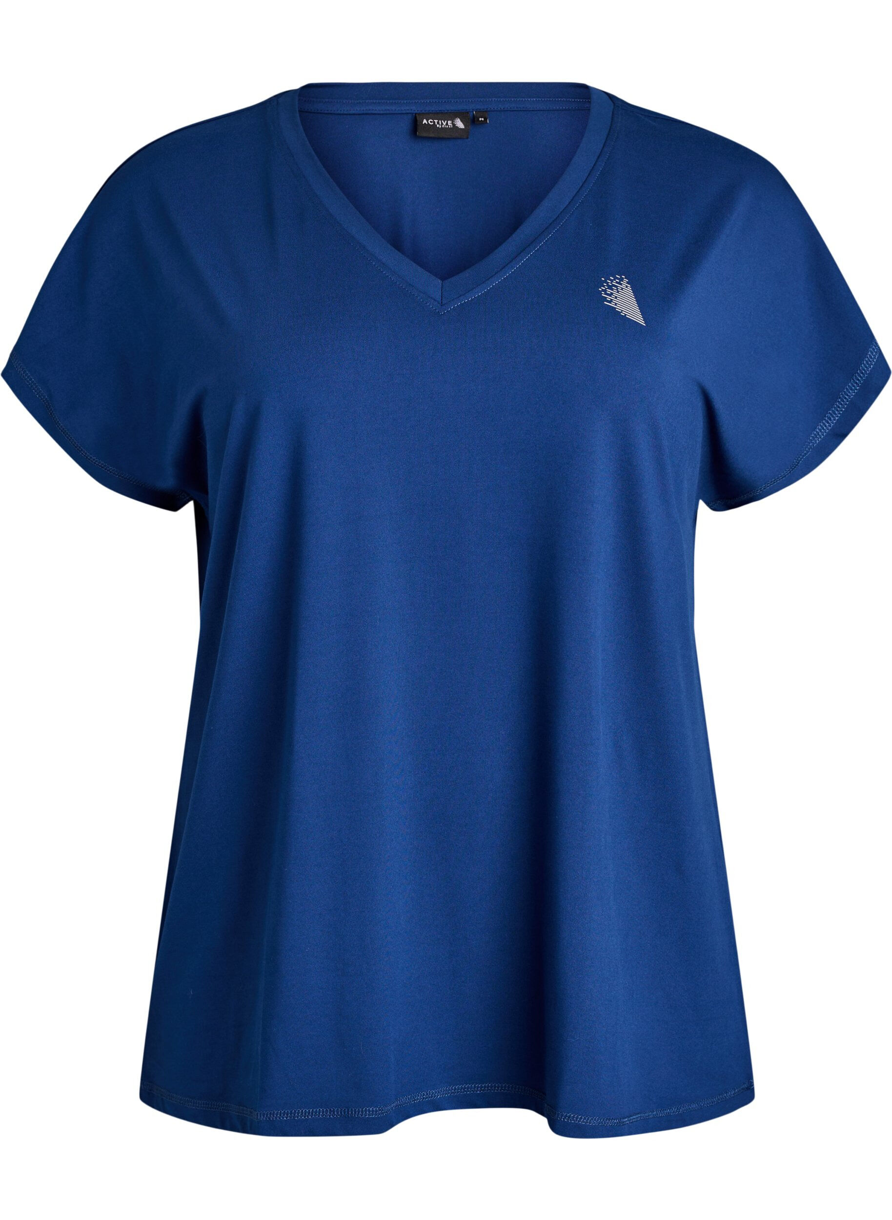 ZizziLockeres Trainings-T-Shirt mit V-Ausschnitt, Blau, Packshot image number 0