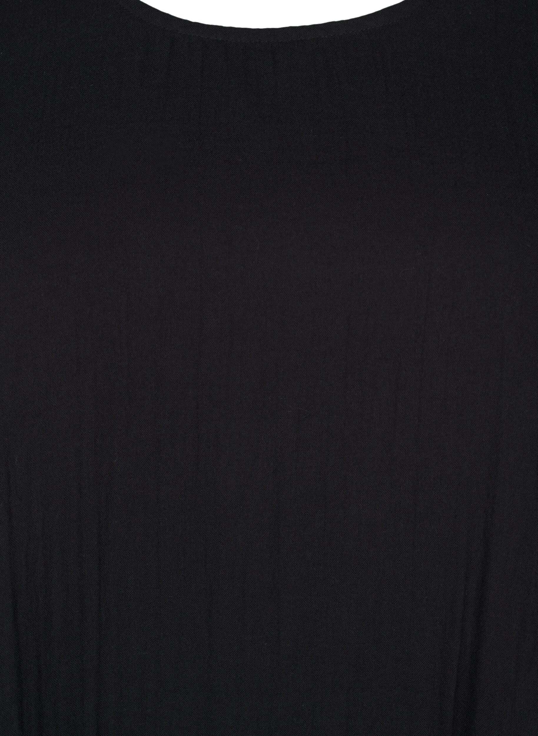 Zizzi Kurz&auml;rmliges Kleid aus Baumwolle mit A-Linien-Schnitt, Black, Packshot image number 2