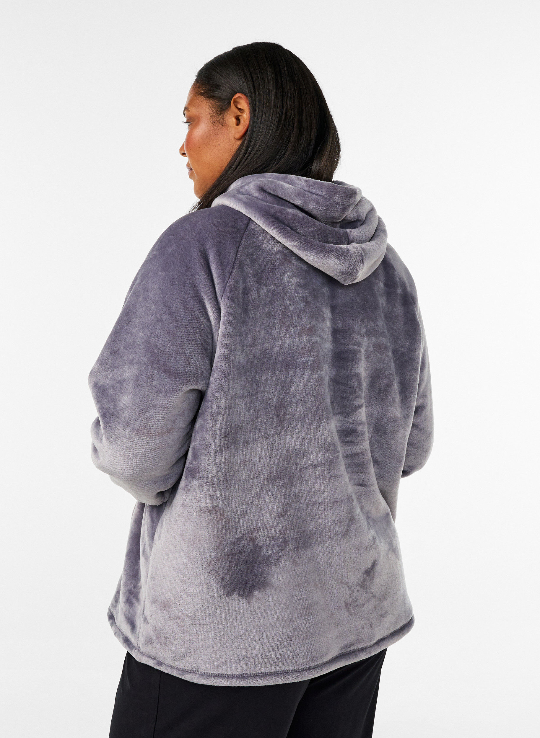 ZizziHoodie aus Velours mit K&auml;ngurutasche, Grau, Model image number 2