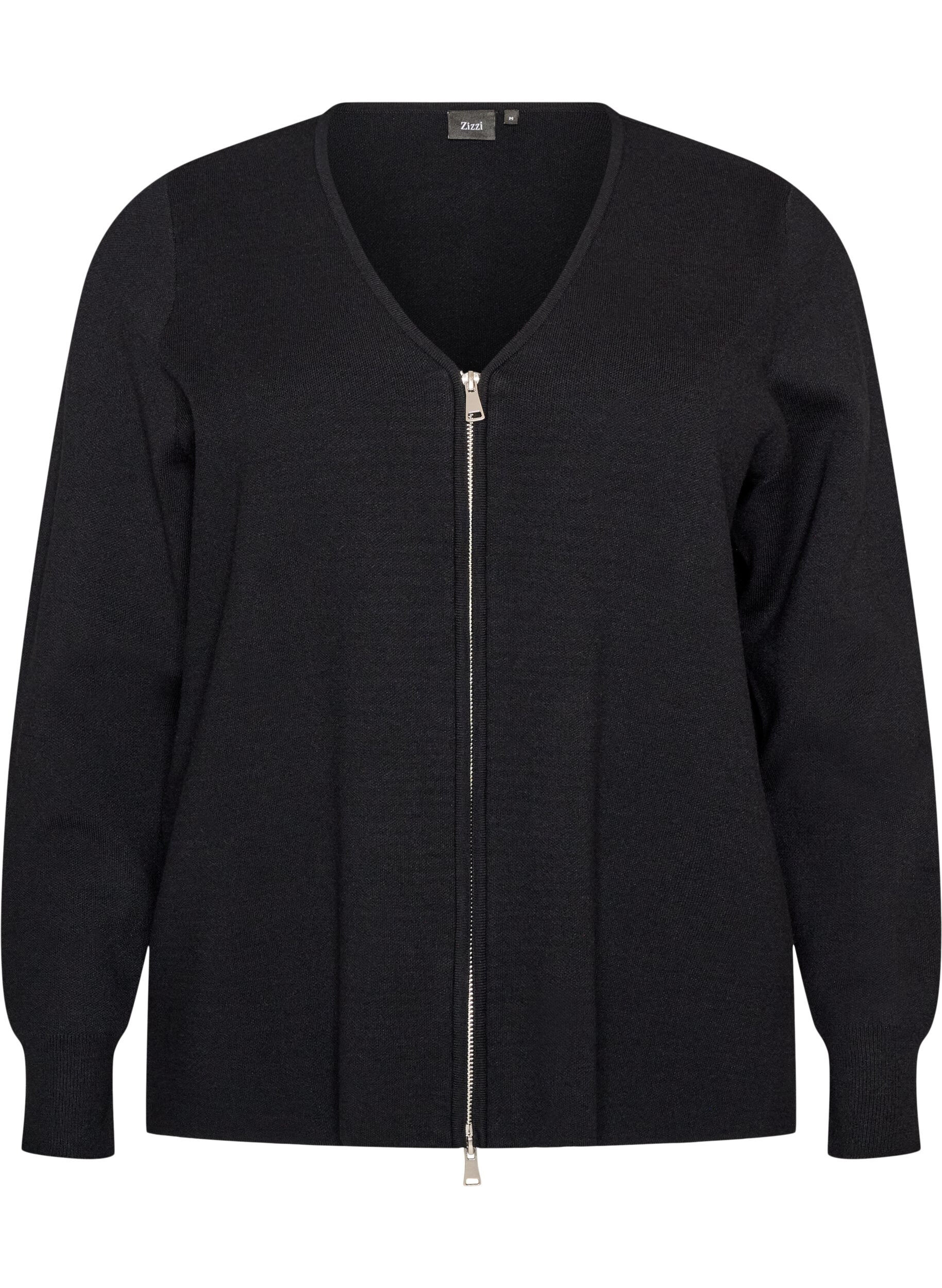 ZizziStrickjacke mit 2-Wege-Rei&szlig;verschluss, Schwarz, Packshot image number 0