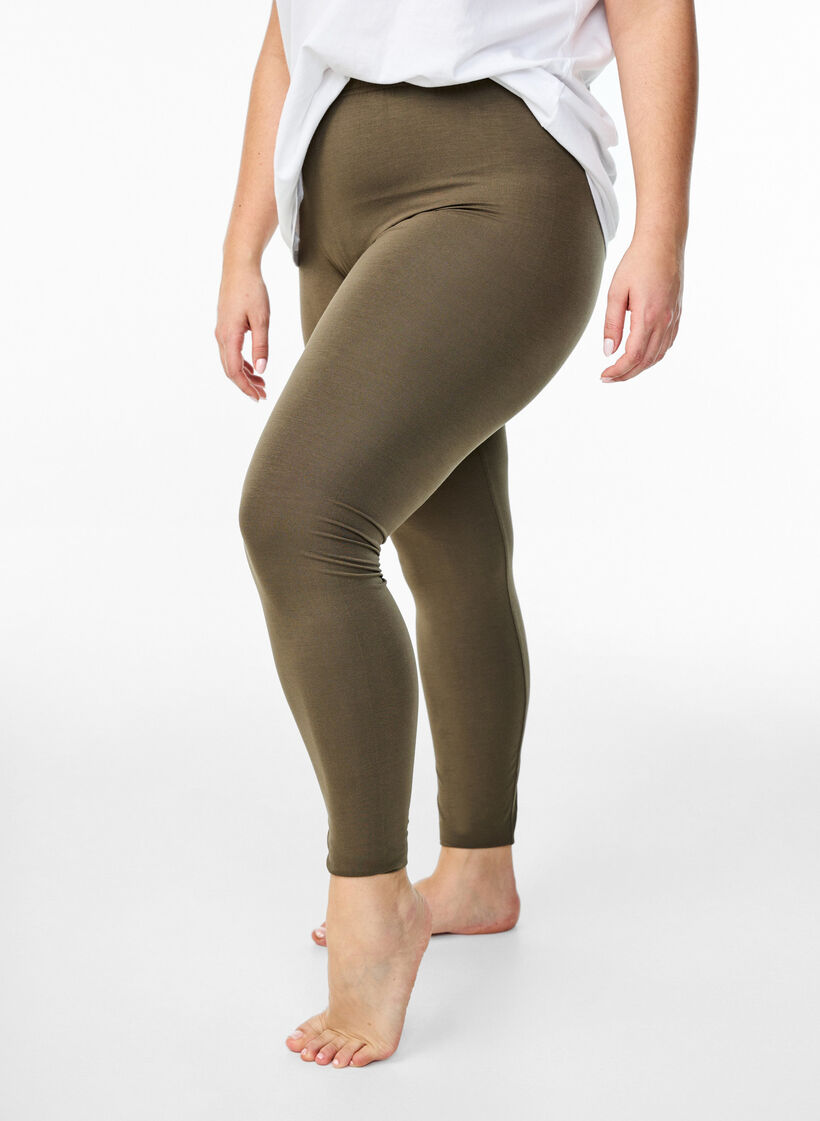 Leggings basiques en viscose, Vert fonc&eacute;, Model image number 0