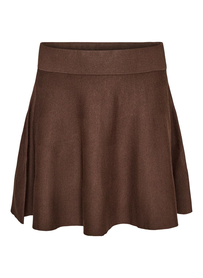 Jupe courte en maille &agrave; coupe &eacute;vas&eacute;e, Marron, Packshot image number 0