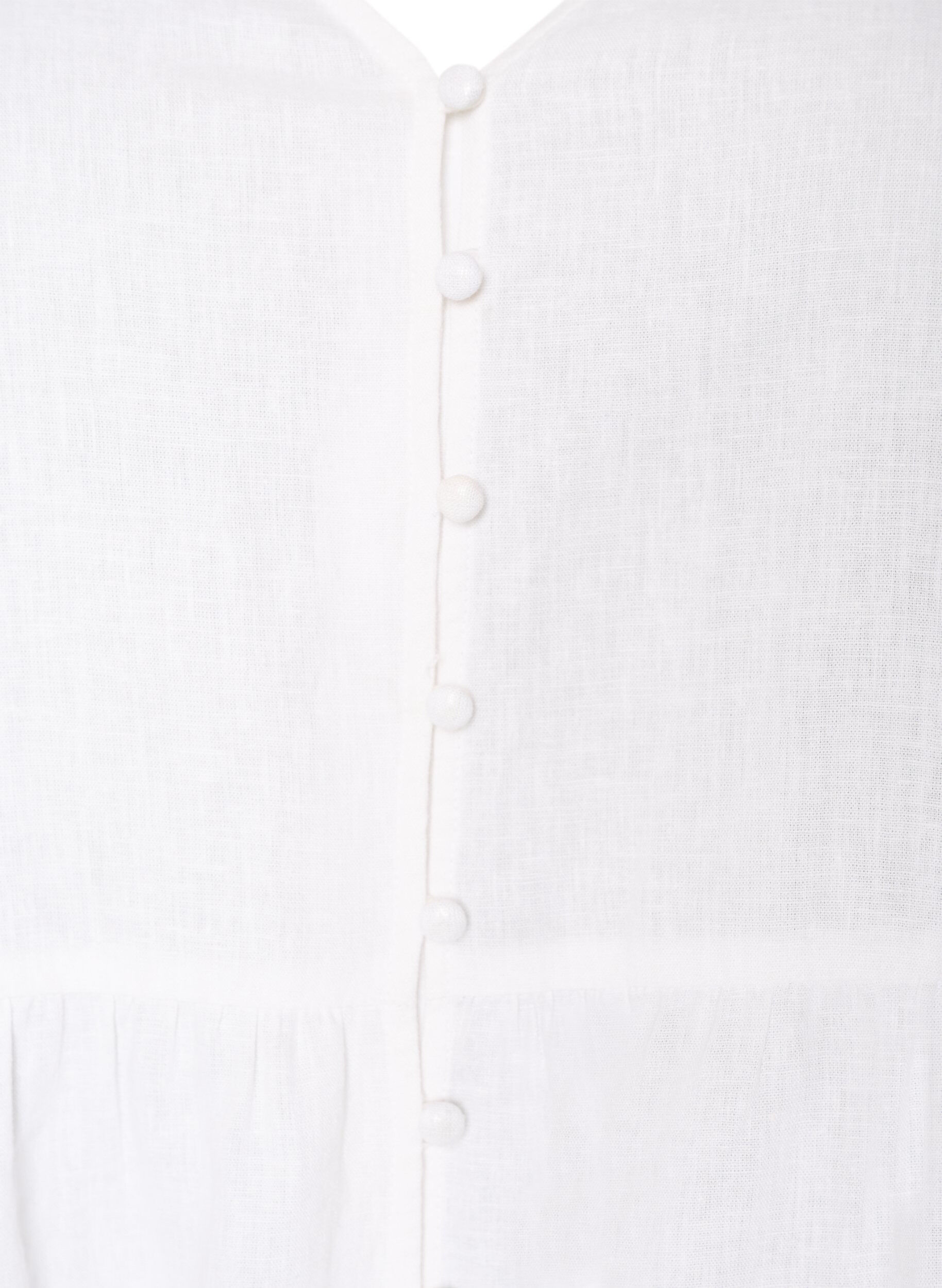 ZizziBluse aus Leinen und Viskose mit V-Ausschnitt und Knopfverschluss, Wei&szlig;, Packshot image number 2