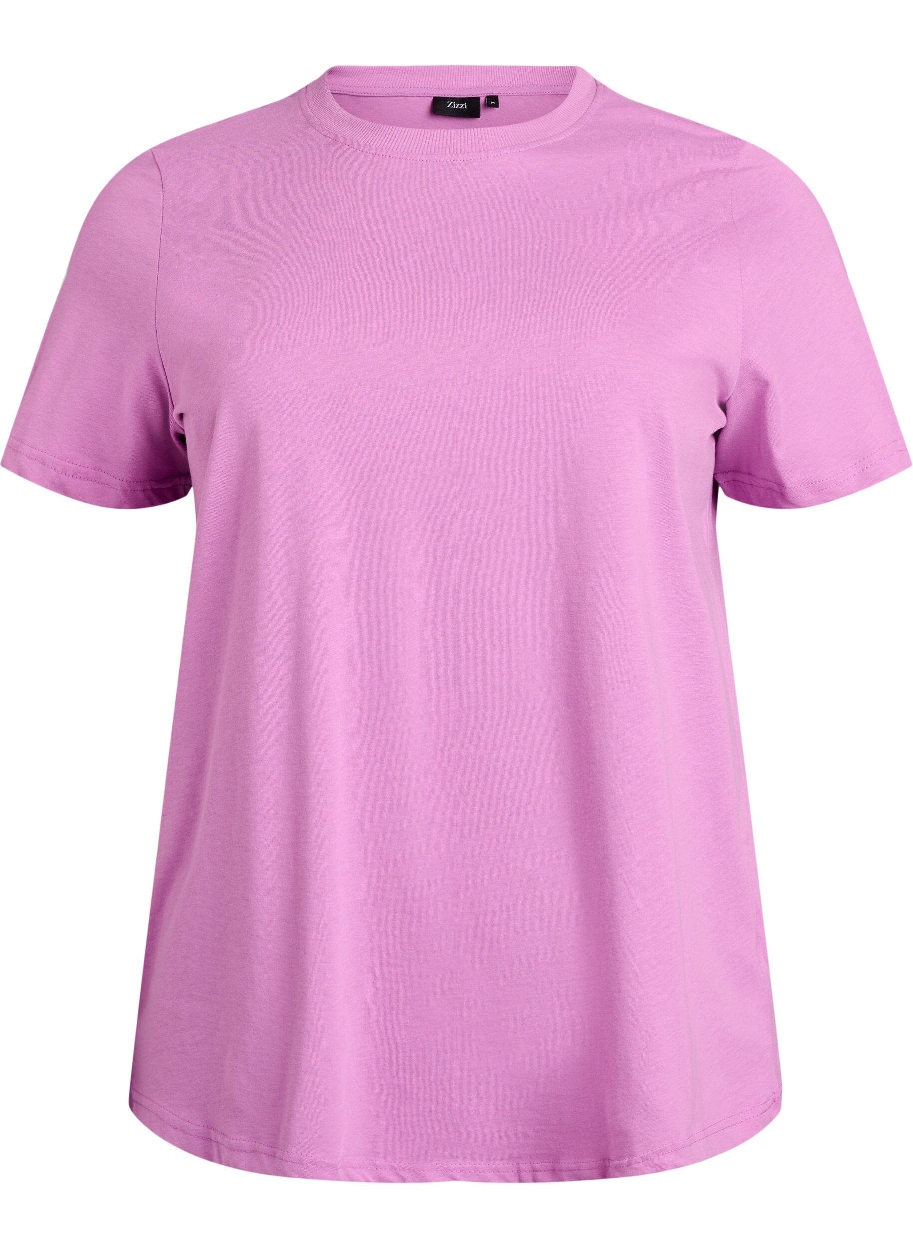 T-shirt basique en coton &agrave; col rond