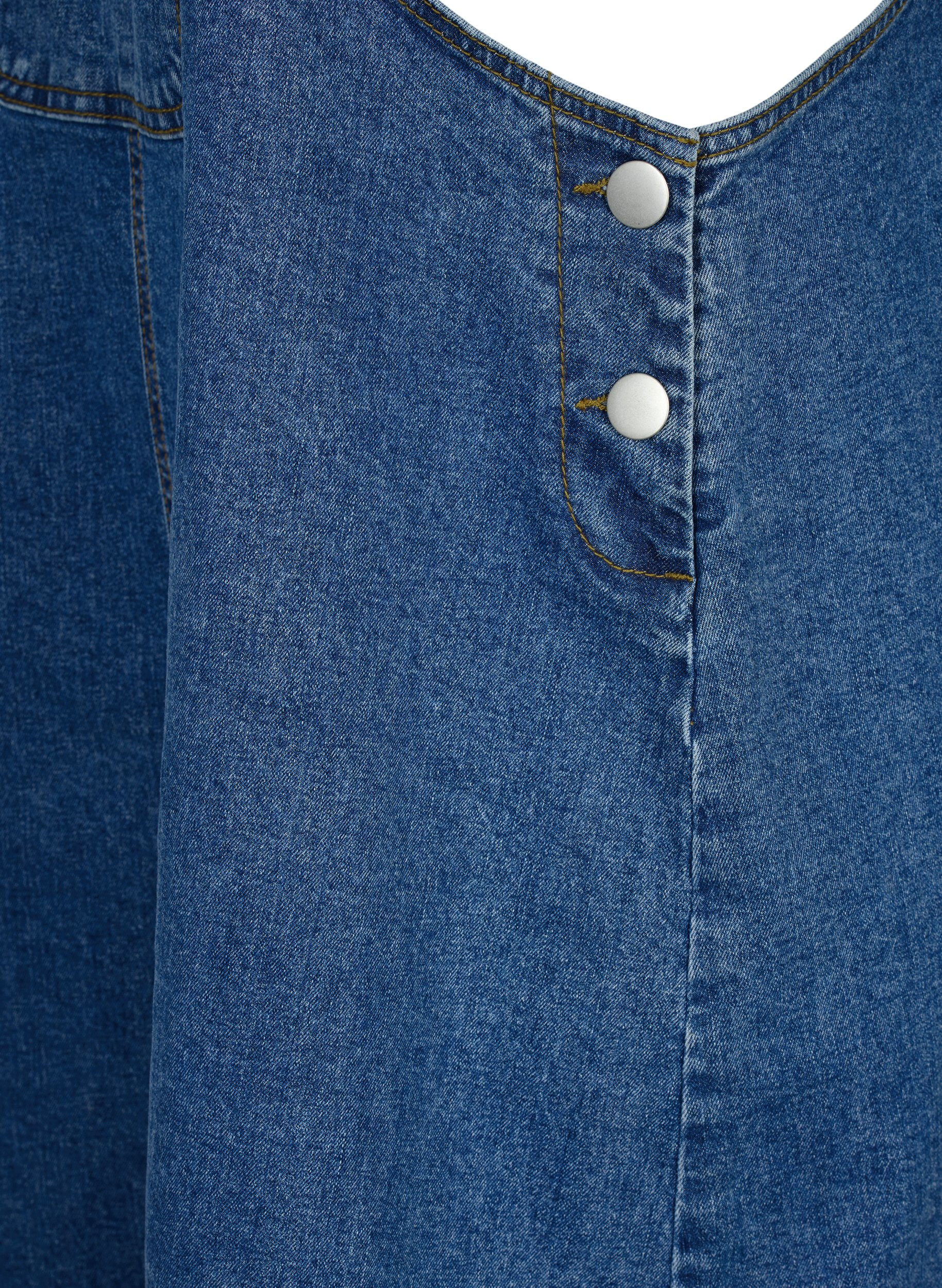 Zizzi Robe salopette en jean, Bleu, Packshot image number 3