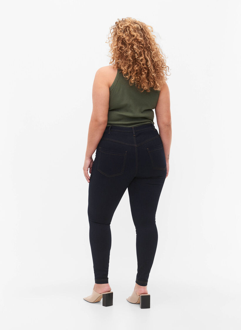 Extra schmale Amy Jeans mit hoher Taille, Tobacco Un, Model image number 1