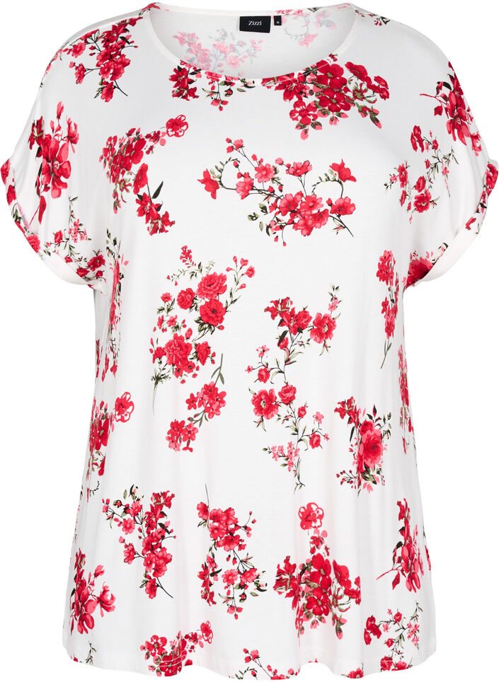 T-shirt avec imprimé floral, Rouge, Packshot image number 0