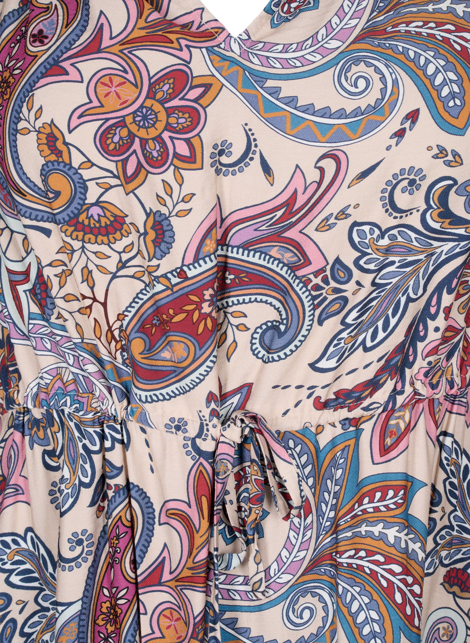 Zizzi Kurz&auml;rmliges Viskosekleid im Paisley-Print, Sand Do. Paisley AOP, Packshot image number 2