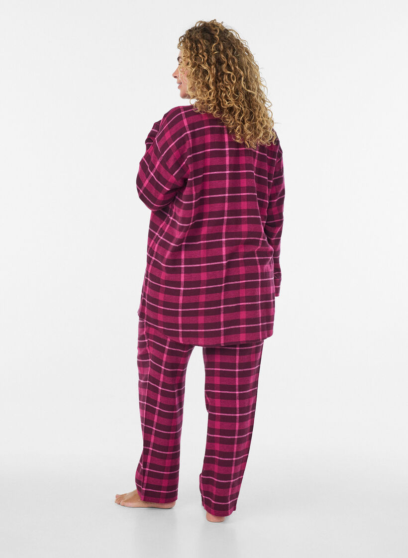 Karierte Pyjamahose aus Baumwolle, Rot, Model image number 1